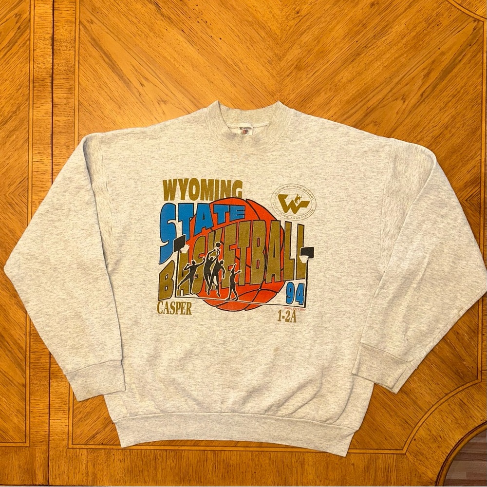 Vintage Wyoming State Basketball Sweatshirt Size XL High School 90s 1994 USA